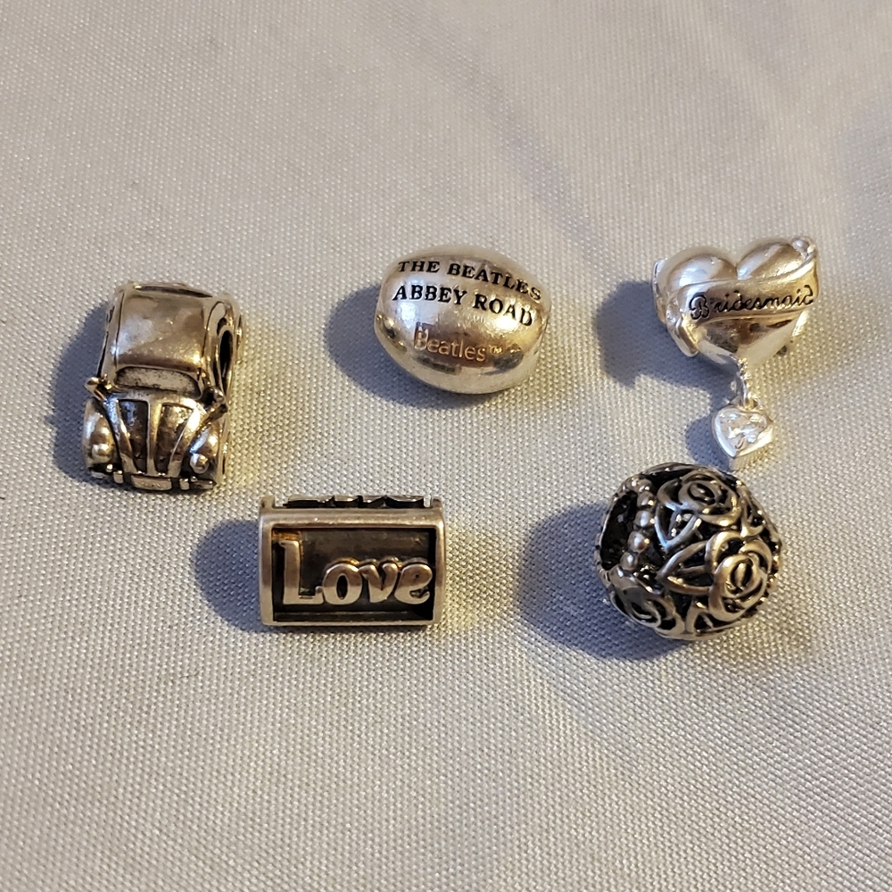 Sterling silver Pand style charms. 5 lot.
